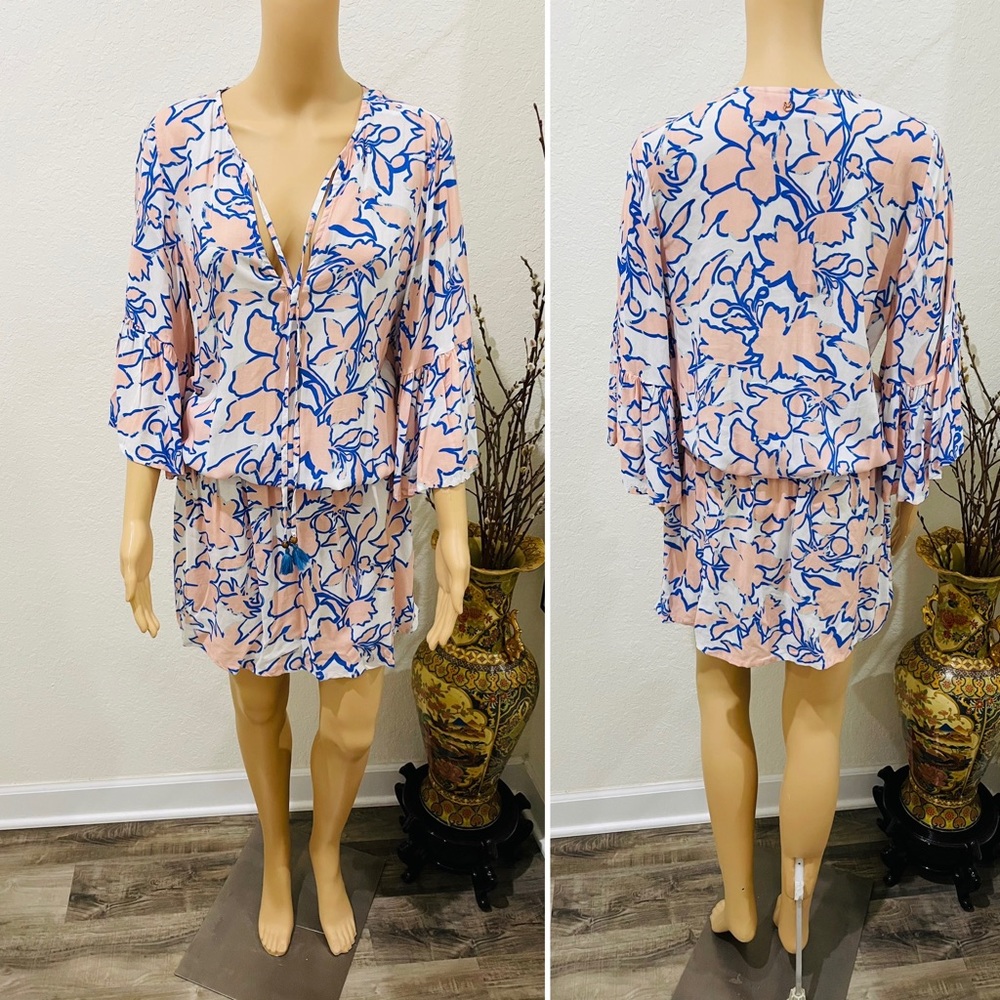 Maaji Blue and Pink Floral Swim Coverup - Picture 5 of 11